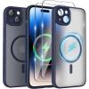 SURPHY Made for iPhone 15 Plus Case Compatible with MagSafe, and Screen Protector 2 Pack, Translucent Matte Phone Case with Camera Protective 6.7 inch 2023, Black(Blue)