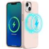 SURPHY Magnetic Case Designed for iPhone 13 Case Compatible with MagSafe (6.1 inch 2021 Release), Liquid Silicone Phone Case with Microfiber Lining (Cactus Green)(Light Pink)