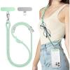 SURPHY Phone Lanyard, Adjustable Phone Strap Crossbody with 2 Pack Cell Phone Tether Tab, Premium Metal Buckles, Skin-Friendly, Universal Cell Phone Lanyard Crossbody for Women and Men, Black(Green)