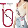 SURPHY Phone Lanyard, Adjustable Phone Strap Crossbody with 2 Pack Cell Phone Tether Tab, Premium Metal Buckles, Skin-Friendly, Universal Cell Phone Lanyard Crossbody for Women and Men, Black(Christmas Red)