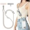 SURPHY Phone Lanyard, Adjustable Phone Strap Crossbody with 2 Pack Cell Phone Tether Tab, Premium Metal Buckles, Skin-Friendly, Universal Cell Phone Lanyard Crossbody for Women and Men, Black(Stone)