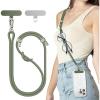 SURPHY Phone Lanyard, Adjustable Phone Strap Crossbody with 2 Pack Cell Phone Tether Tab, Premium Metal Buckles, Skin-Friendly, Universal Cell Phone Lanyard Crossbody for Women and Men, Black(Army Green)