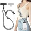 SURPHY Phone Lanyard, Adjustable Phone Strap Crossbody with 2 Pack Cell Phone Tether Tab, Premium Metal Buckles, Skin-Friendly, Universal Cell Phone Lanyard Crossbody for Women and Men, Black(Black & White)