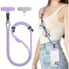 SURPHY Phone Lanyard, Adjustable Phone Strap Crossbody with 2 Pack Cell Phone Tether Tab, Premium Metal Buckles, Skin-Friendly, Universal Cell Phone Lanyard Crossbody for Women and Men, Black(Purple)