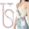 SURPHY Phone Lanyard, Adjustable Phone Strap Crossbody with 2 Pack Cell Phone Tether Tab, Premium Metal Buckles, Skin-Friendly, Universal Cell Phone Lanyard Crossbody for Women and Men, Black(Pink & Purple)