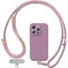 SURPHY Silicone Case for iPhone 16 Pro Max (Lilac Purple) + Phone Strap Crossbody with 2 Pack Phone Tether Tab (Pink & Purple)