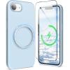 SURPHY for iPhone 16e Case Compatible with MagSafe (2025, 6.1 inch), with Screen Protector Liquid Silicone Phone Case (Cactus Green)(Cloud Blue)