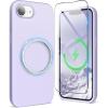 SURPHY for iPhone 16e Case Compatible with MagSafe (2025, 6.1 inch), with Screen Protector Liquid Silicone Phone Case (Cactus Green)(Lilac)