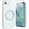 SURPHY for iPhone 16e Case Compatible with MagSafe (2025, 6.1 inch), with Screen Protector Liquid Silicone Phone Case (Cactus Green)(Soft Mint)