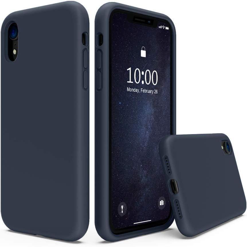 imageSURPHY Compatible with iPhone XR Case Thickened Liquid Silicone Phone Case with Microfiber Lining for iPhone XR 61 inches Navy BlueNavy Blue Full Body