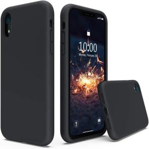 SURPHY Compatible with iPhone XR Case, Thickened Liquid Silicone Phone Case (with Microfiber Lining) for iPhone XR 6.1 inches, Navy Blue(Black)