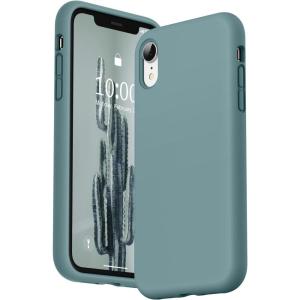 SURPHY Compatible with iPhone XR Case, Thickened Liquid Silicone Phone Case (with Microfiber Lining) for iPhone XR 6.1 inches, Navy Blue(Cactus Green)