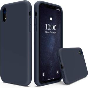 SURPHY Compatible with iPhone XR Case, Thickened Liquid Silicone Phone Case (with Microfiber Lining) for iPhone XR 6.1 inches, Navy Blue(Navy Blue (Full Body))