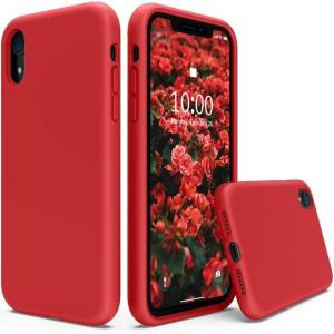 SURPHY Compatible with iPhone XR Case, Thickened Liquid Silicone Phone Case (with Microfiber Lining) for iPhone XR 6.1 inches, Navy Blue(Red (Full Body))