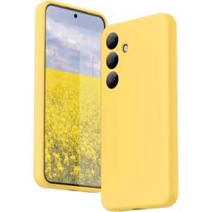SURPHY Compatible with Samsung Galaxy S24 Case (6.2 inch, 2024), (Camera Protection + Soft Microfiber Lining) Liquid Silicone Galaxy S24 Phone Case, Light Yellow