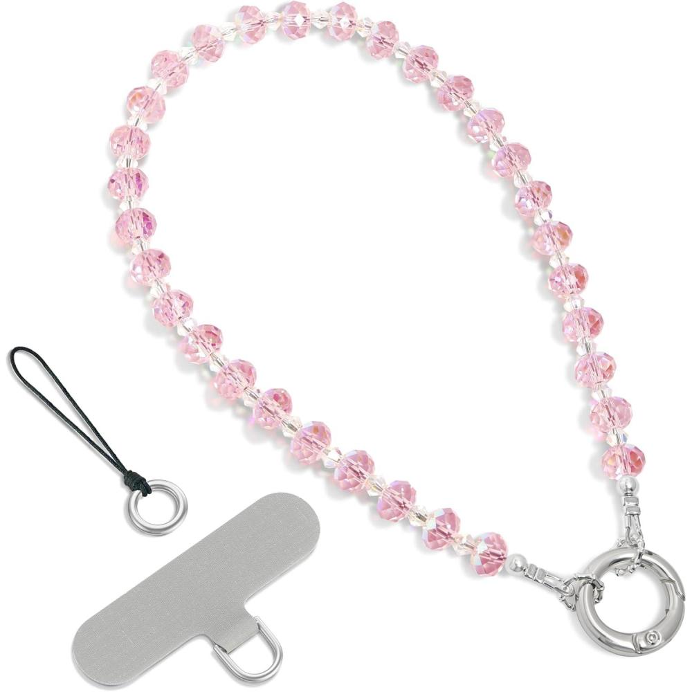 imageSURPHY Phone Charm Phone Charms Strap with Tether Tab amp Premium Metal Buckle Cellphone Wrist Strap ChainC Crystals Pink