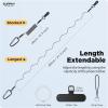 SURPHY Anti Theft Phone Strap, Steel Wire Key Chain, Stretchy Retractable Phone Lanyard with Carabiner, Cellphone Lanyard(Black)