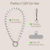 SURPHY Phone Charm, Phone Charms Strap with Tether Tab & Premium Metal Buckle, Cellphone Wrist Strap Chain(A- Pearl Silver)