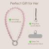 SURPHY Phone Charm, Phone Charms Strap with Tether Tab & Premium Metal Buckle, Cellphone Wrist Strap Chain(C- Crystals Pink)