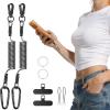 SURPHY Anti Theft Phone Strap, Steel Wire Key Chain, Stretchy Retractable Phone Lanyard with Carabiner, Cellphone Lanyard(Black & Black)