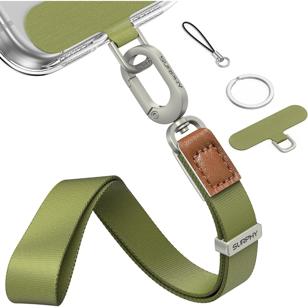 image:imageSURPHY Phone Wrist Strap Keychain Wristlet Wrist Phone Lanyard with Cellphone Tether Tab Premium Metal Key Chain Keychains for Women and Men Cellphone Charm StoneGreen