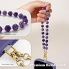SURPHY Natural Stone Phone Charm, Handmade Beaded Phone Wrist Strap with Tether Tab, Purse Charms, Cellphone Wrist Lanyard Fits Cellphone Cases, Wallets, Bags, Keys, Mauve Haze Quartzite(Amethyst)
