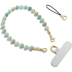 SURPHY Natural Stone Phone Charm, Handmade Beaded Phone Wrist Strap with Tether Tab, Purse Charms, Cellphone Wrist Lanyard Fits Cellphone Cases, Wallets, Bags, Keys, Mauve Haze Quartzite(Amazonite)