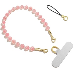 SURPHY Natural Stone Phone Charm, Handmade Beaded Phone Wrist Strap with Tether Tab, Purse Charms, Cellphone Wrist Lanyard Fits Cellphone Cases, Wallets, Bags, Keys, Mauve Haze Quartzite(Watermelon Pink)
