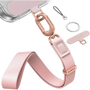 SURPHY Phone Wrist Strap, Keychain Wristlet, Wrist Phone Lanyard with Cellphone Tether Tab, Premium Metal Key Chain, Keychains for Women and Men, Cellphone Charm, Stone(Pink)