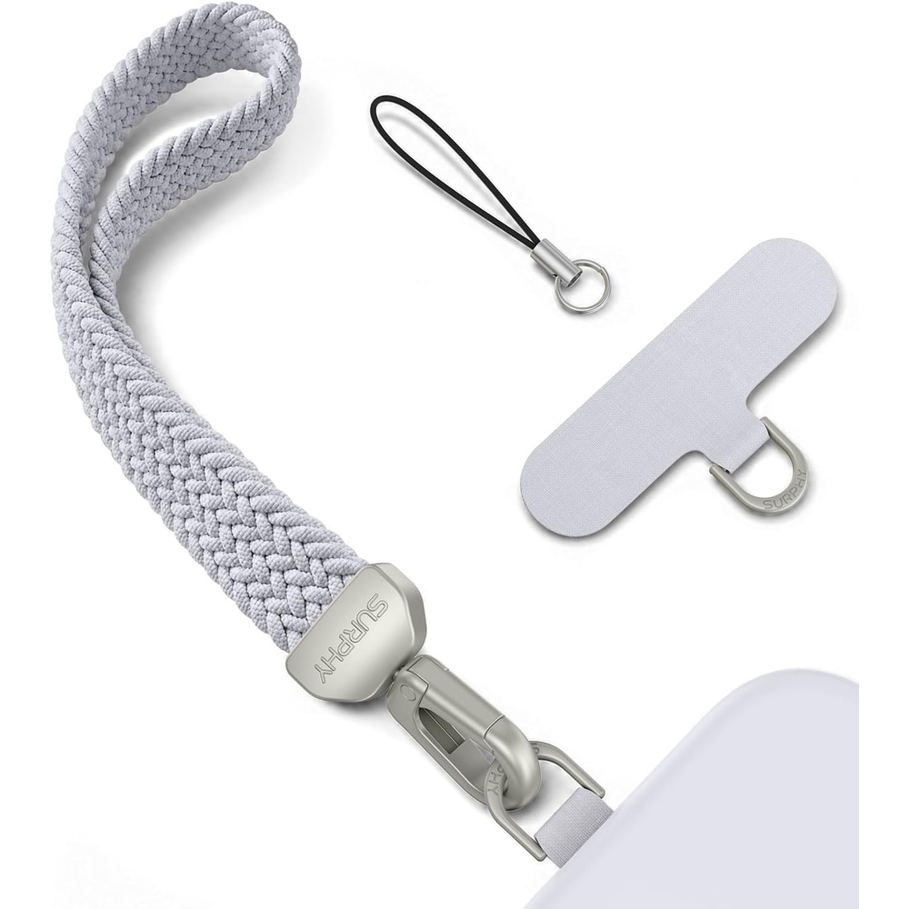image:imageSURPHY Elastic Phone Wrist Strap Phone Lanyard Key Chain Lanyards  Stretchy Keychain Wristlet with 360 Swivel Snap Hook Braided Elastic Phone Strap with Phone Tether TabGray