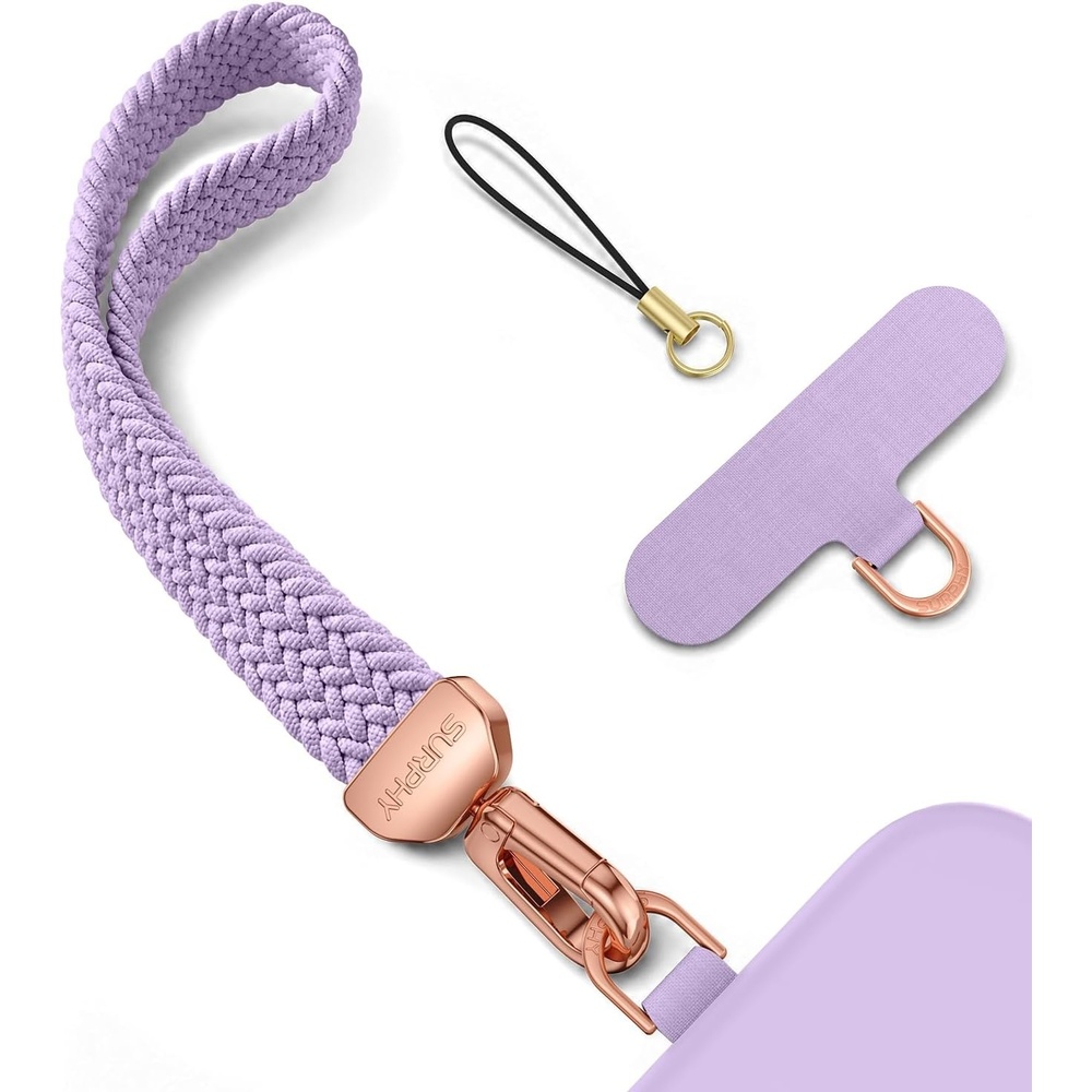 image:imageSURPHY Elastic Phone Wrist Strap Phone Lanyard Key Chain Lanyards  Stretchy Keychain Wristlet with 360 Swivel Snap Hook Braided Elastic Phone Strap with Phone Tether TabPurple