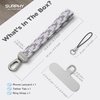 SURPHY Elastic Phone Wrist Strap, Phone Lanyard, Key Chain Lanyards | Stretchy Keychain Wristlet with 360° Swivel Snap Hook, Braided Elastic Phone Strap with Phone Tether Tab(Gray Pink)