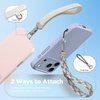 SURPHY Elastic Phone Wrist Strap, Phone Lanyard, Key Chain Lanyards | Stretchy Keychain Wristlet with 360° Swivel Snap Hook, Braided Elastic Phone Strap with Phone Tether Tab(Gray Pink)