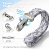 SURPHY Elastic Phone Wrist Strap, Phone Lanyard, Key Chain Lanyards | Stretchy Keychain Wristlet with 360° Swivel Snap Hook, Braided Elastic Phone Strap with Phone Tether Tab(Gray Pink)