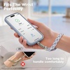 SURPHY Elastic Phone Wrist Strap, Phone Lanyard, Key Chain Lanyards | Stretchy Keychain Wristlet with 360° Swivel Snap Hook, Braided Elastic Phone Strap with Phone Tether Tab(Gray Pink)