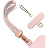 SURPHY Elastic Phone Wrist Strap, Phone Lanyard, Key Chain Lanyards | Stretchy Keychain Wristlet with 360° Swivel Snap Hook, Braided Elastic Phone Strap with Phone Tether Tab(Pink)