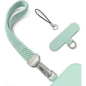 SURPHY Elastic Phone Wrist Strap, Phone Lanyard, Key Chain Lanyards | Stretchy Keychain Wristlet with 360° Swivel Snap Hook, Braided Elastic Phone Strap with Phone Tether Tab(Green)
