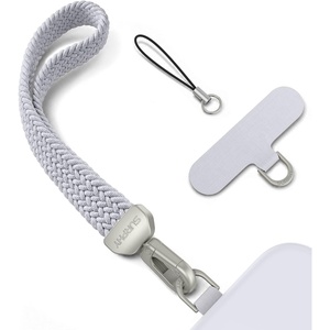 SURPHY Elastic Phone Wrist Strap, Phone Lanyard, Key Chain Lanyards | Stretchy Keychain Wristlet with 360° Swivel Snap Hook, Braided Elastic Phone Strap with Phone Tether Tab(Gray)