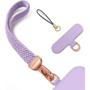 SURPHY Elastic Phone Wrist Strap, Phone Lanyard, Key Chain Lanyards | Stretchy Keychain Wristlet with 360° Swivel Snap Hook, Braided Elastic Phone Strap with Phone Tether Tab(Purple)